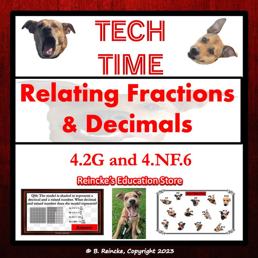 Relating Fractions & Decimals Tech Time (INTERACTIVE REVIEW GAME!) 4.2G, 4.NF.6