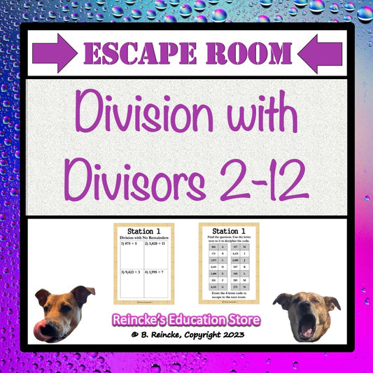Division with Divisors 2-12 Escape Room (Digital or Paper)