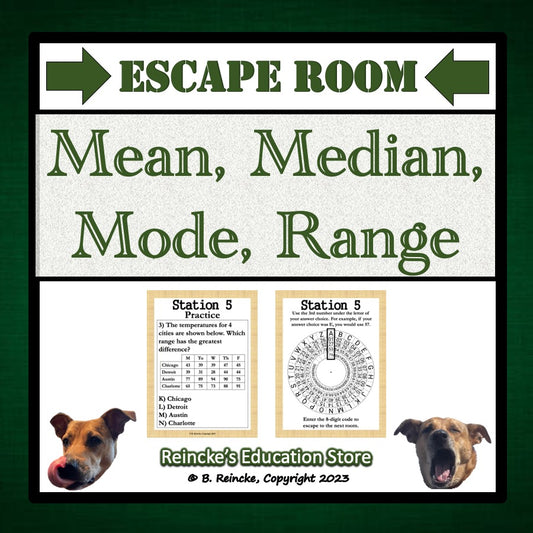 Mean, Median, Mode, and Range Escape Room (Digital or Paper)