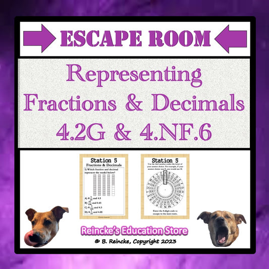 Relating Fractions and Decimals Escape Room (4.2G, 4.NF.6)