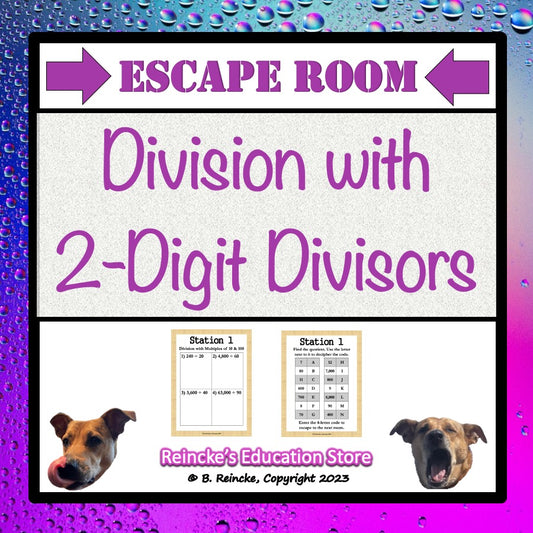Division with 2-Digit Divisors Escape Room (Digital or Paper)