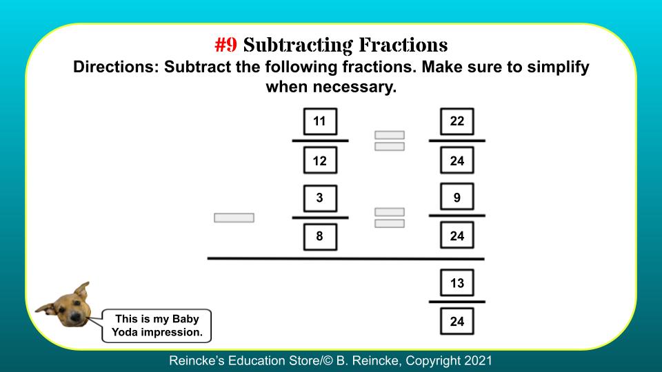 Subtracting Fractions Digital Activity (Google Slide)