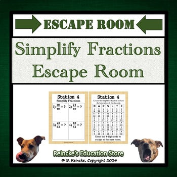 Simplify Fractions Escape Room Game (Digital or Paper)