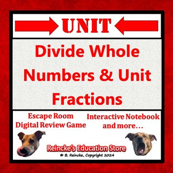 Dividiing Whole Numbers & Unit Fractions Unit (5th Grade worksheets, games, etc)
