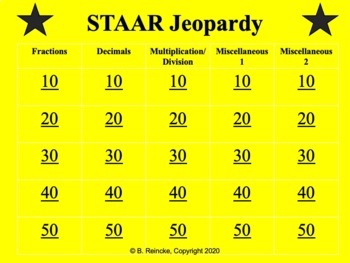 5th Grade Math STAAR Jeopardy