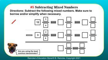 Subtracting Mixed Numbers Digital Activity (Google Slide)