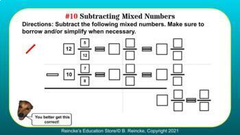 Subtracting Mixed Numbers Digital Activity (Google Slide)