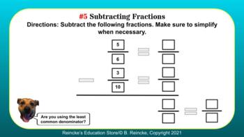 Subtracting Fractions Digital Activity (Google Slide)