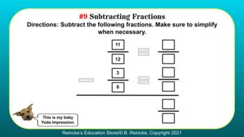 Subtracting Fractions Digital Activity (Google Slide)