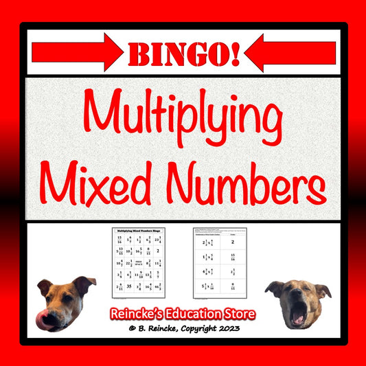 Multiplying Mixed Numbers Bingo (30 pre-made cards!)