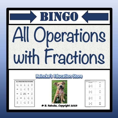 All Operations with Fractions Bingo (30 pre-made cards!)