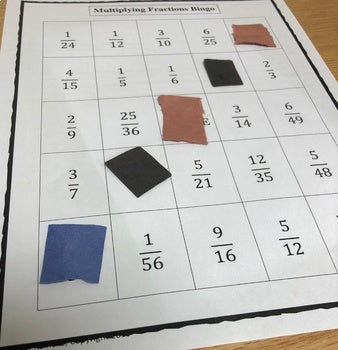 Multiplying Fractions Bingo (30 pre-made cards!!!)