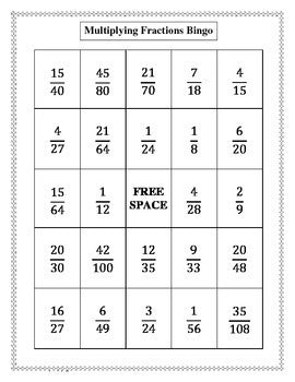 Multiplying Fractions Bingo (30 pre-made cards!!!)