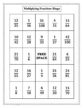 Multiplying Fractions Bingo (30 pre-made cards!!!)