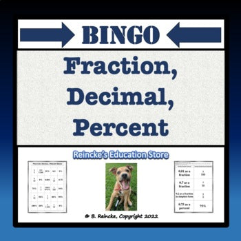 Fraction, Decimal, Percent Bingo (30 pre-made cards!)