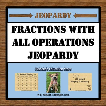 Fractions Jeopardy (Add, Subtract, Multiply, Divide with Unit Fractions)