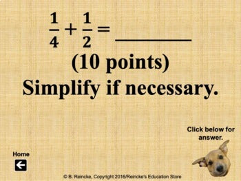 Fractions Jeopardy (Add, Subtract, Multiply, Divide with Unit Fractions)