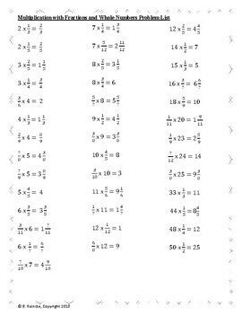 Multiplying Fractions and Whole Numbers Bingo