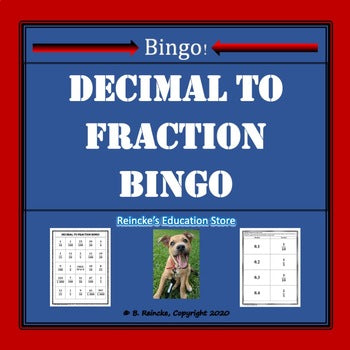 Decimal to Fraction Bingo (30 pre-made cards!)