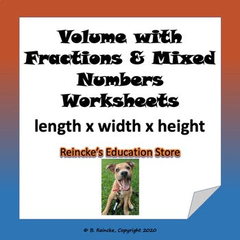Volume with Fractions and Mixed Numbers Worksheets