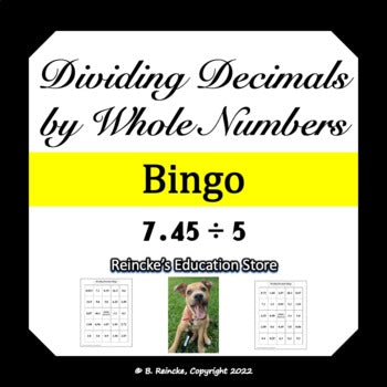 Dividing Decimals By Whole Numbers Bingo (30 pre-made cards!)