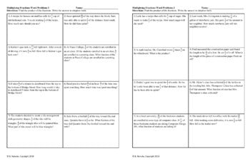 Multiplying Fractions, Whole, Mixed Numbers Word Problems