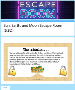 Earth, Sun, and Moon Escape Room (5.8D)