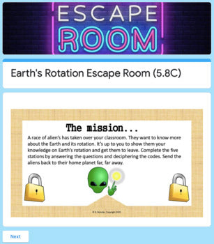 Earth's Rotation Escape Room (5.8C)