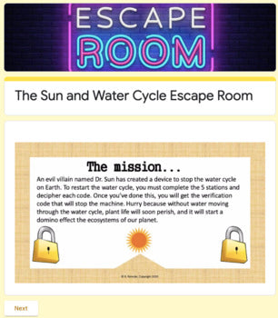 The Sun and Water Cycle Escape Room (5.8B)