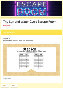 The Sun and Water Cycle Escape Room (5.8B)