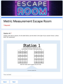 Metric Measurement Escape Room (Digital or Paper)