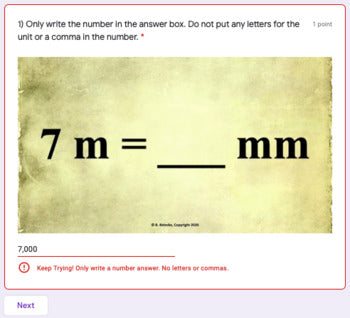 Metric System Google Forms (Measurement, Capacity, Mass)