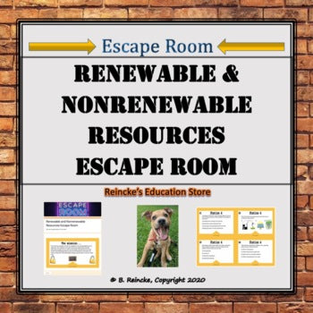 Renewable and Nonrenewable Resources Escape Room (Digital or Paper)