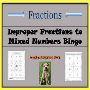 Improper Fraction to Mixed Number Bingo (30 pre-made cards!)