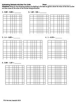 Adding and Subtracting Decimals Worksheets