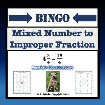 Mixed Number to Improper Fraction Bingo