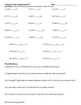 Customary Measurement Worksheets