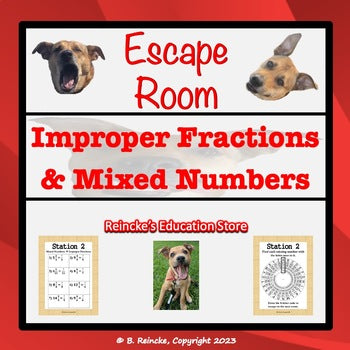 Improper Fractions and Mixed Numbers Escape Room (Digital or Paper)