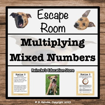 Multiplying Mixed Numbers Escape Room (Digital or Paper)